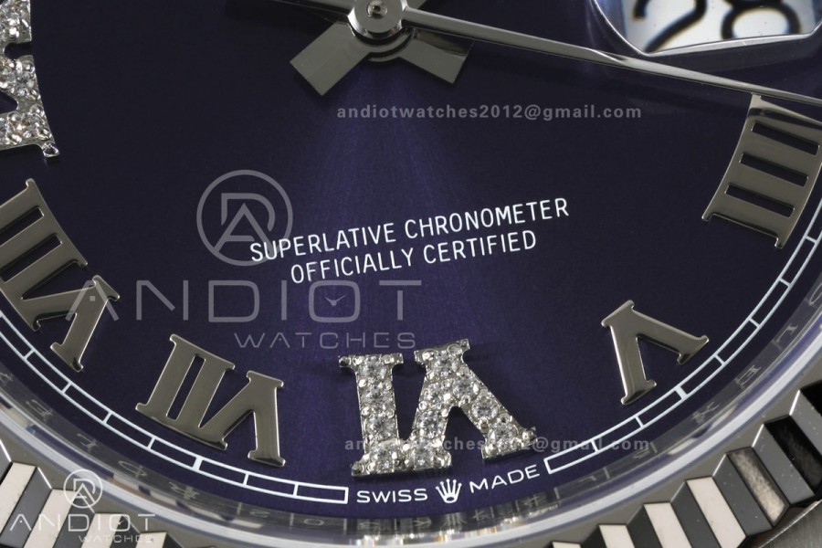 DateJust 36 SS 126234 ARF 1:1 Best Edition Purple Diamond Roman Dial on Jubilee Bracelet DD3235