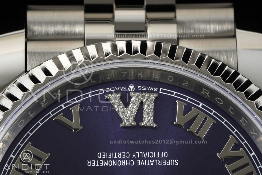 DateJust 36 SS 126234 ARF 1:1 Best Edition Purple Diamond Roman Dial on Jubilee Bracelet DD3235