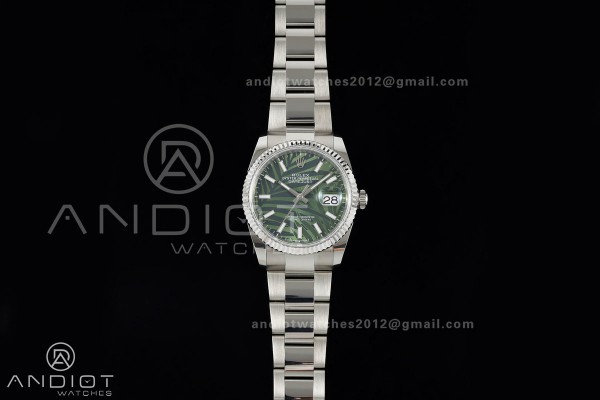 DateJust 36 SS 126234 ARF 1:1 Best Edition Green Leaves Stick Dial on Oyster Bracelet DD3235