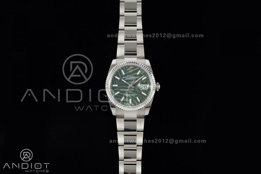 DateJust 36 SS 126234 ARF 1:1 Best Edition Green Leaves Stick Dial on Oyster Bracelet DD3235