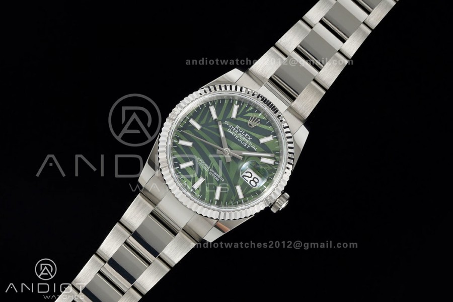DateJust 36 SS 126234 ARF 1:1 Best Edition Green Leaves Stick Dial on Oyster Bracelet DD3235