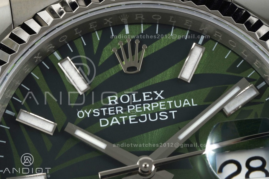 DateJust 36 SS 126234 ARF 1:1 Best Edition Green Leaves Stick Dial on Oyster Bracelet DD3235