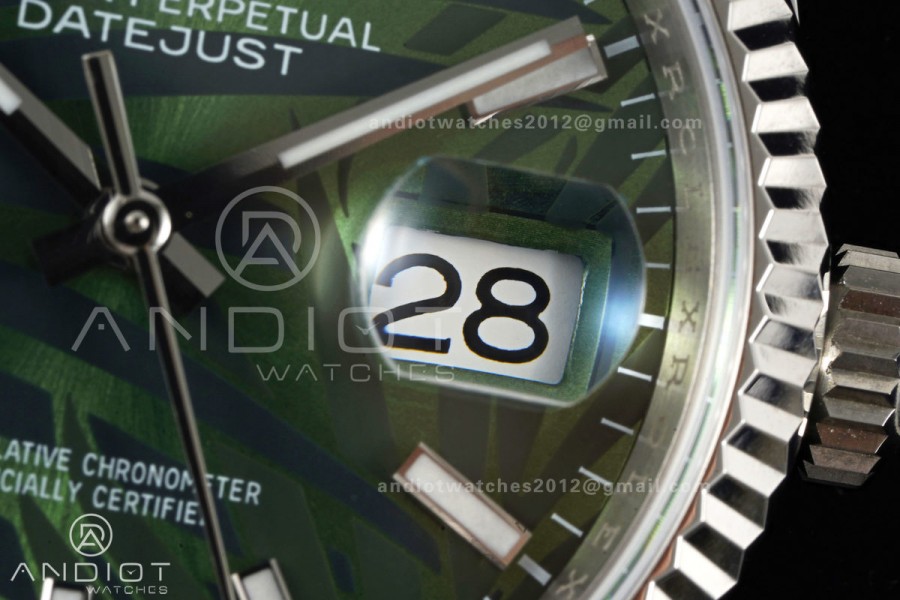 DateJust 36 SS 126234 ARF 1:1 Best Edition Green Leaves Stick Dial on Oyster Bracelet DD3235