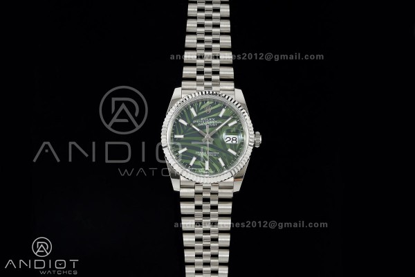 DateJust 36 SS 126234 ARF 1:1 Best Edition Green Leaves Stick Dial on Jubilee Bracelet DD3235