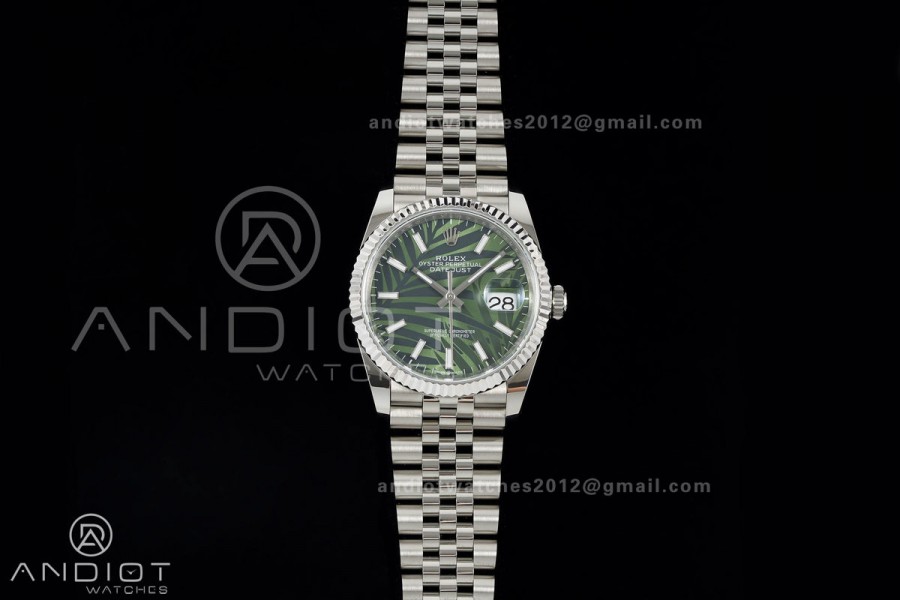 DateJust 36 SS 126234 ARF 1:1 Best Edition Green Leaves Stick Dial on Jubilee Bracelet DD3235