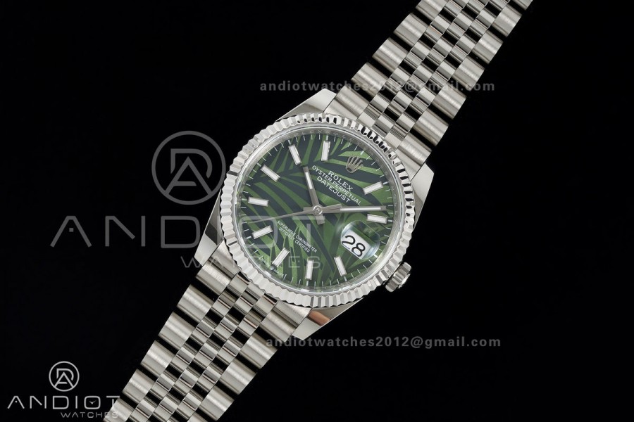 DateJust 36 SS 126234 ARF 1:1 Best Edition Green Leaves Stick Dial on Jubilee Bracelet DD3235
