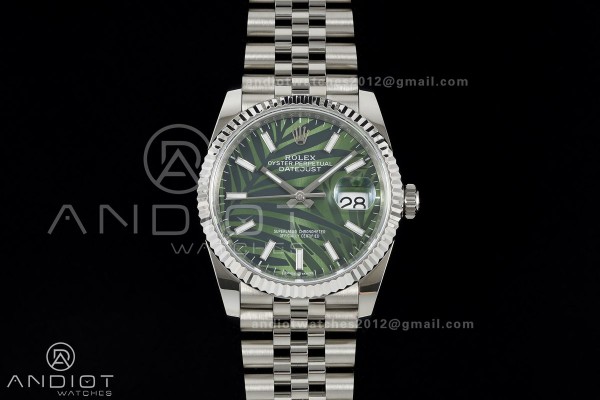 DateJust 36 SS 126234 ARF 1:1 Best Edition Green Leaves Stick Dial on Jubilee Bracelet DD3235
