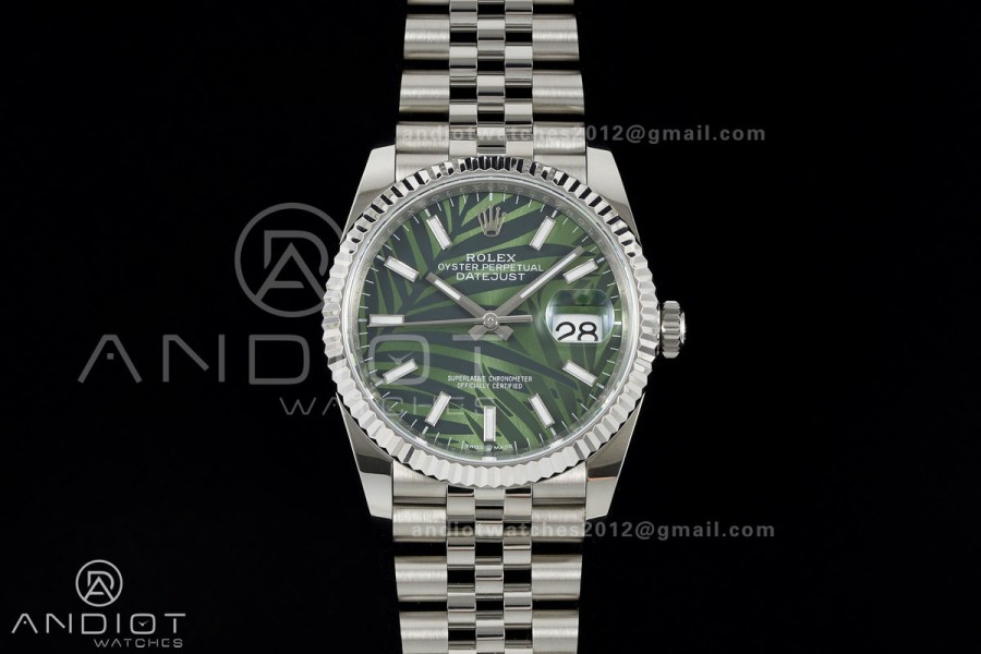 DateJust 36 SS 126234 ARF 1:1 Best Edition Green Leaves Stick Dial on Jubilee Bracelet DD3235