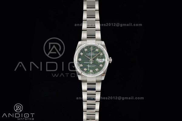 DateJust 36 SS 126234 ARF 1:1 Best Edition Green Leaves Diamonds Dial on Oyster Bracelet DD3235