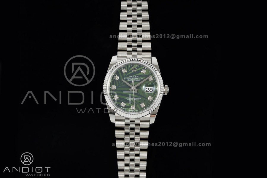 DateJust 36 SS 126234 ARF 1:1 Best Edition Green Leaves Diamonds Dial on Jubilee Bracelet DD3235