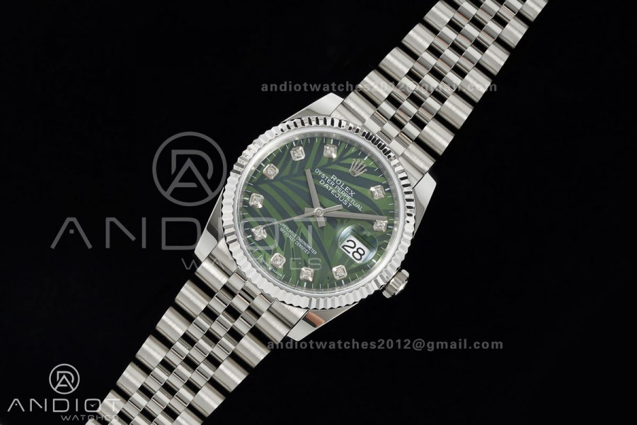 DateJust 36 SS 126234 ARF 1:1 Best Edition Green Leaves Diamonds Dial on Jubilee Bracelet DD3235