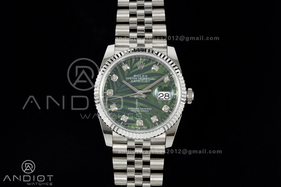 DateJust 36 SS 126234 ARF 1:1 Best Edition Green Leaves Diamonds Dial on Jubilee Bracelet DD3235
