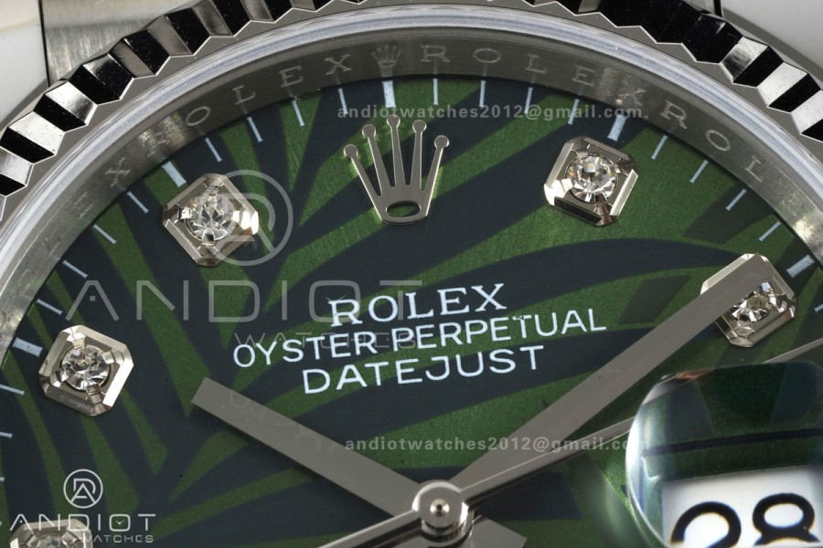DateJust 36 SS 126234 ARF 1:1 Best Edition Green Leaves Diamonds Dial on Jubilee Bracelet DD3235