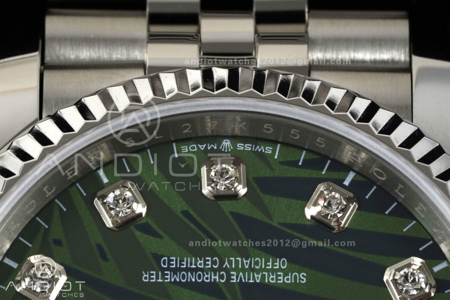 DateJust 36 SS 126234 ARF 1:1 Best Edition Green Leaves Diamonds Dial on Jubilee Bracelet DD3235