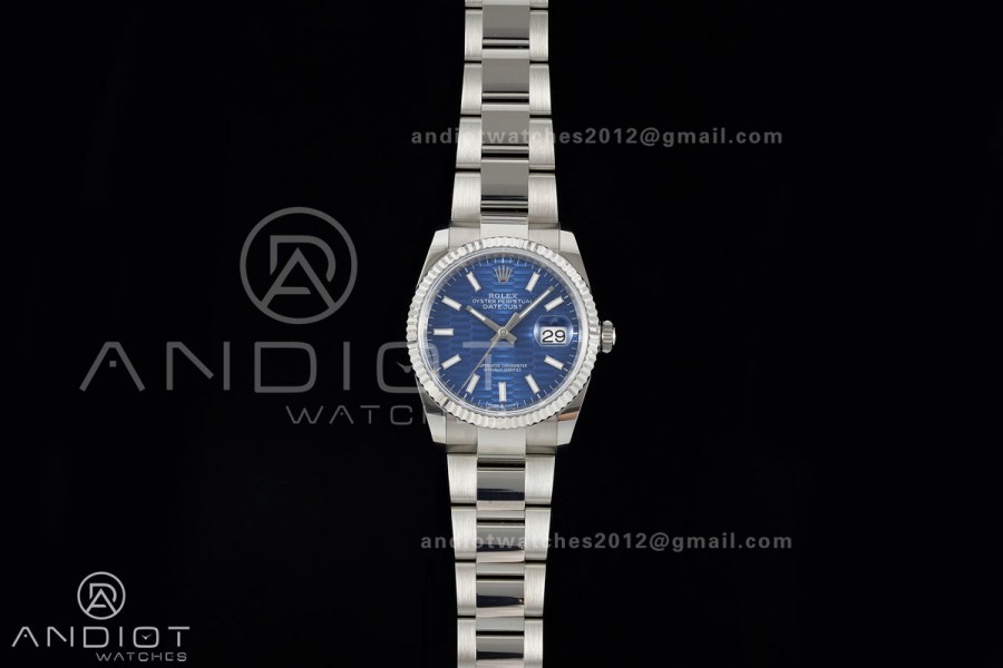DateJust 36 SS 126234 ARF 1:1 Best Edition Blue Textured Stick Dial on Oyster Bracelet DD3235