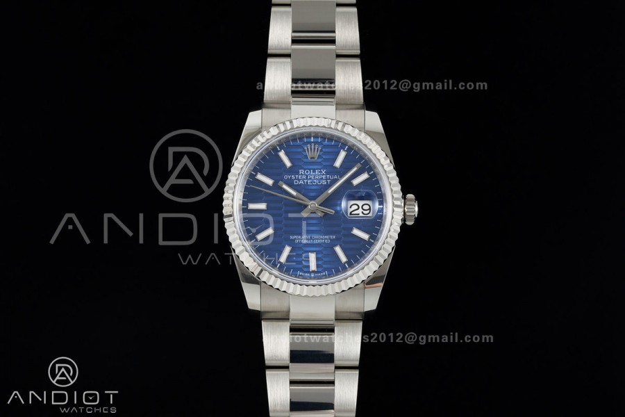 DateJust 36 SS 126234 ARF 1:1 Best Edition Blue Textured Stick Dial on Oyster Bracelet DD3235