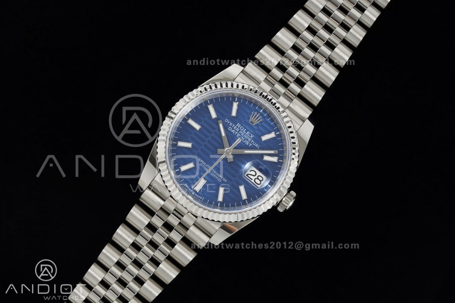 DateJust 36 SS 126234 ARF 1:1 Best Edition Blue Textured Stick Dial on Jubilee Bracelet DD3235