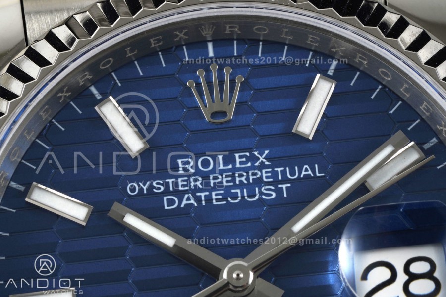 DateJust 36 SS 126234 ARF 1:1 Best Edition Blue Textured Stick Dial on Jubilee Bracelet DD3235
