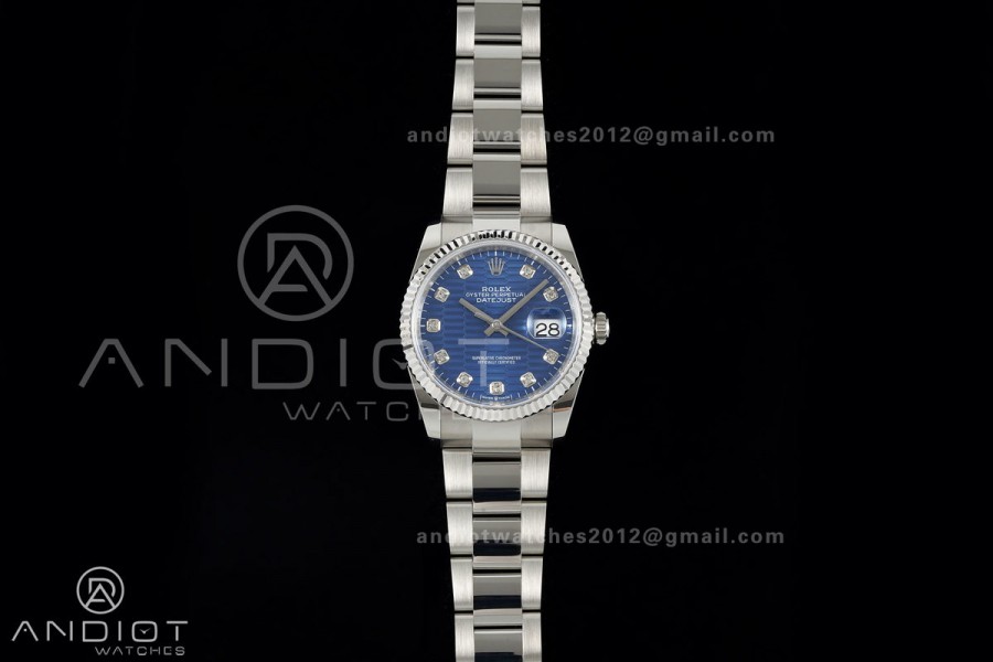 DateJust 36 SS 126234 ARF 1:1 Best Edition Blue Textured Diamonds Dial on Jubilee Bracelet DD3235