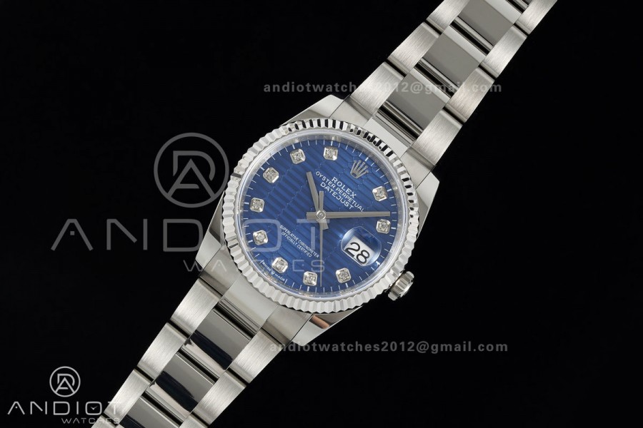 DateJust 36 SS 126234 ARF 1:1 Best Edition Blue Textured Diamonds Dial on Jubilee Bracelet DD3235