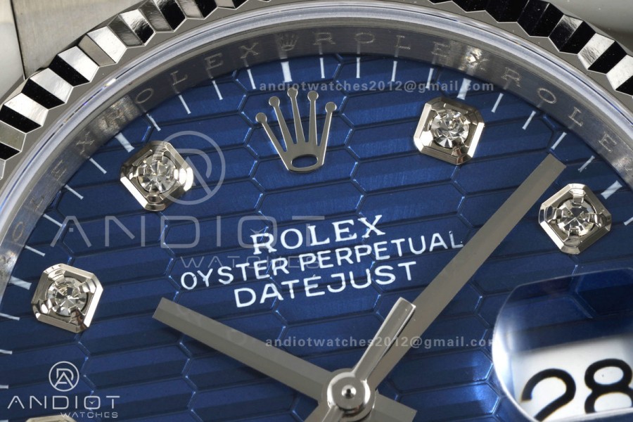 DateJust 36 SS 126234 ARF 1:1 Best Edition Blue Textured Diamonds Dial on Jubilee Bracelet DD3235