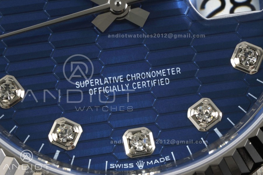 DateJust 36 SS 126234 ARF 1:1 Best Edition Blue Textured Diamonds Dial on Jubilee Bracelet DD3235