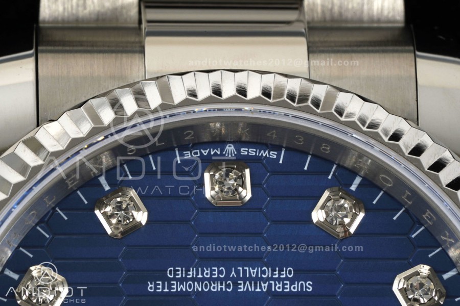 DateJust 36 SS 126234 ARF 1:1 Best Edition Blue Textured Diamonds Dial on Jubilee Bracelet DD3235