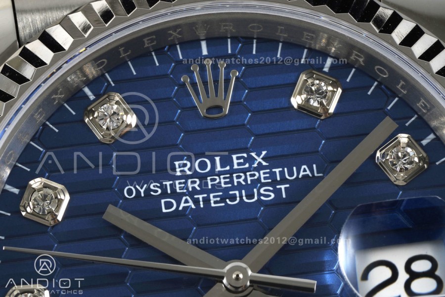 DateJust 36 SS 126234 ARF 1:1 Best Edition Blue Textured Diamonds Dial on Oyster Bracelet DD3235