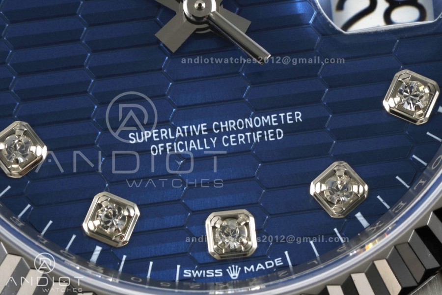 DateJust 36 SS 126234 ARF 1:1 Best Edition Blue Textured Diamonds Dial on Oyster Bracelet DD3235