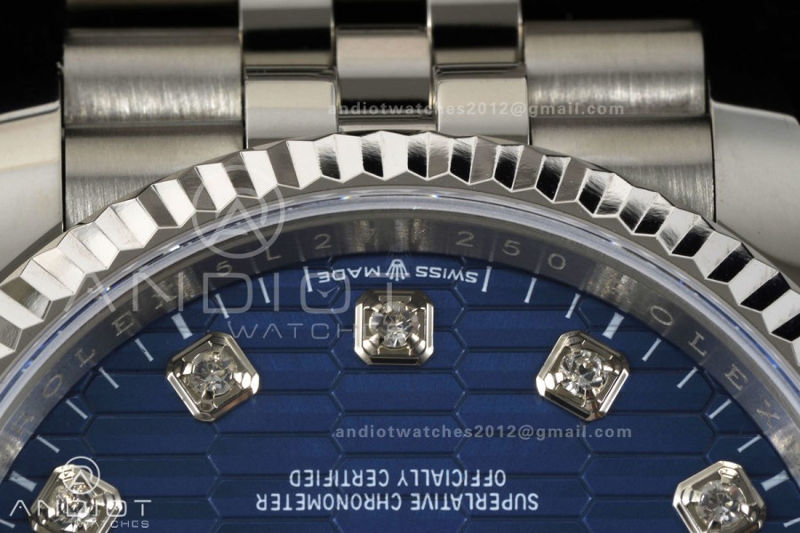 DateJust 36 SS 126234 ARF 1:1 Best Edition Blue Textured Diamonds Dial on Oyster Bracelet DD3235