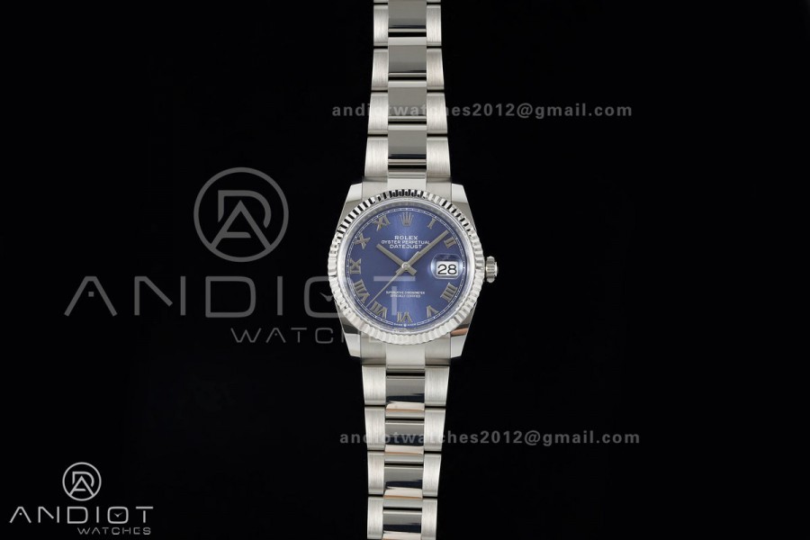 DateJust 36 SS 126234 ARF 1:1 Best Edition Blue Roman Dial on Oyster Bracelet DD3235