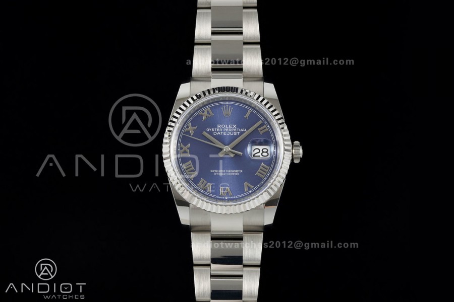 DateJust 36 SS 126234 ARF 1:1 Best Edition Blue Roman Dial on Oyster Bracelet DD3235
