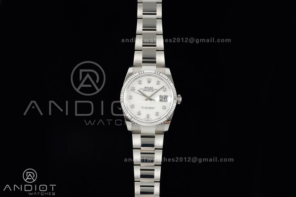 DateJust 36 SS 126234 ARF 1:1 Best Edition White MOP Diamonds Dial on Oyster Bracelet DD3235