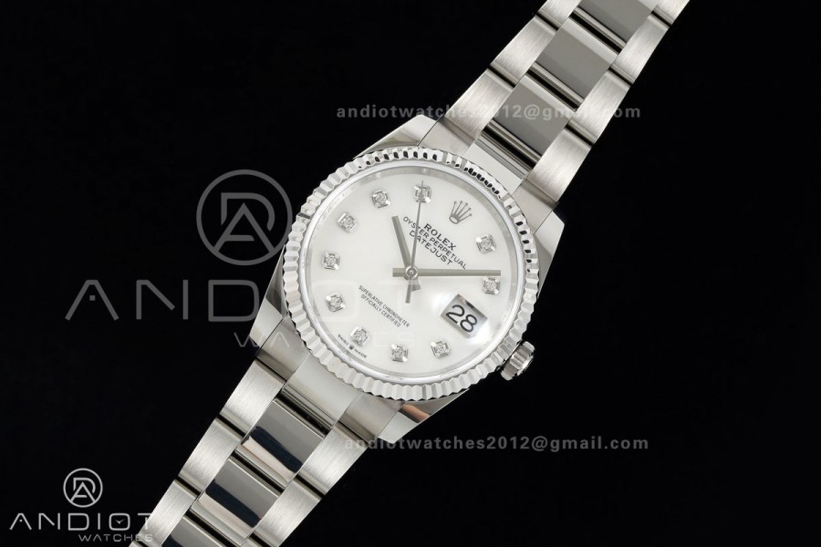DateJust 36 SS 126234 ARF 1:1 Best Edition White MOP Diamonds Dial on Oyster Bracelet DD3235