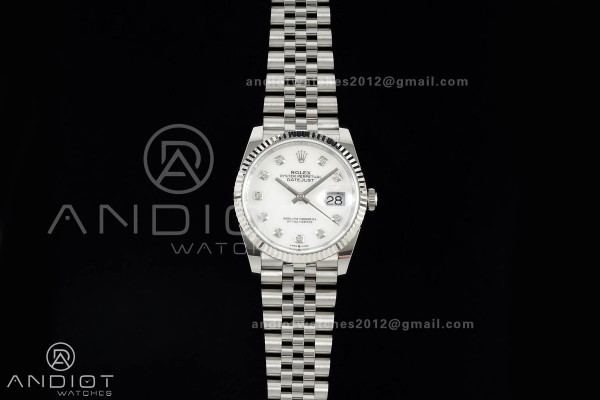 DateJust 36 SS 126234 ARF 1:1 Best Edition White MOP Diamonds Dial on Jubilee Bracelet DD3235
