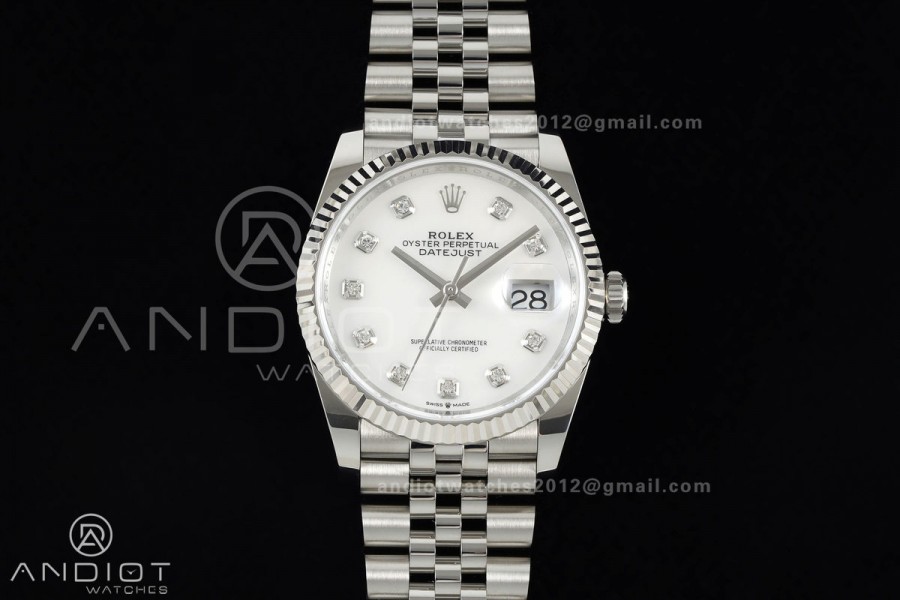 DateJust 36 SS 126234 ARF 1:1 Best Edition White MOP Diamonds Dial on Jubilee Bracelet DD3235