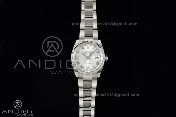 DateJust 36 SS 126234 ARF 1:1 Best Edition Silver Diamond Roman Dial on Oyster Bracelet DD3235