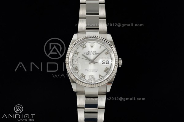 DateJust 36 SS 126234 ARF 1:1 Best Edition Silver Diamond Roman Dial on Oyster Bracelet DD3235