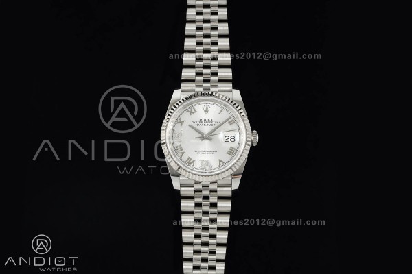 DateJust 36 SS 126234 ARF 1:1 Best Edition Silver Diamond Roman Dial on Jubilee Bracelet DD3235