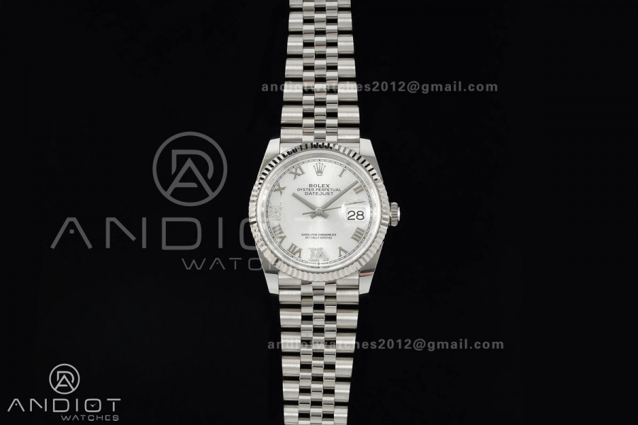 DateJust 36 SS 126234 ARF 1:1 Best Edition Silver Diamond Roman Dial on Jubilee Bracelet DD3235
