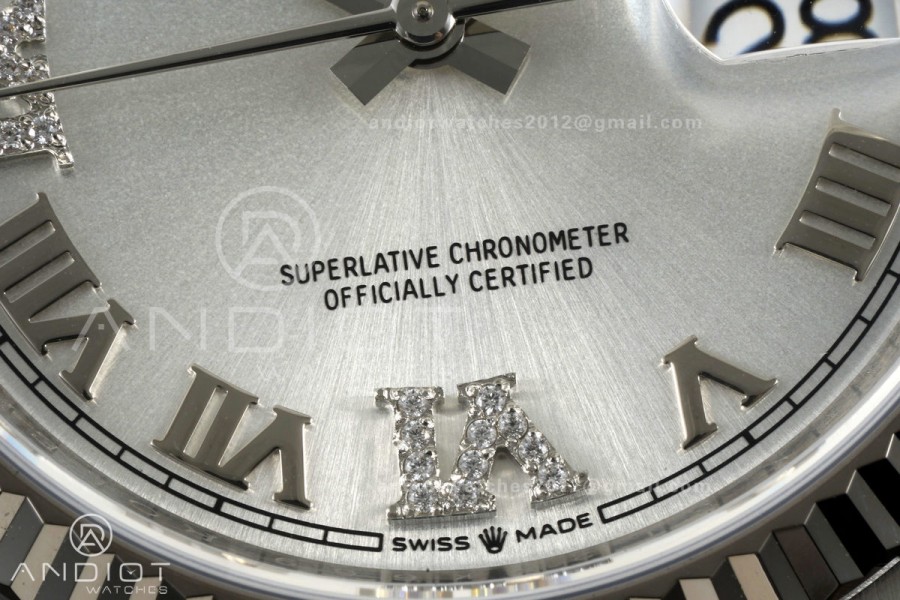 DateJust 36 SS 126234 ARF 1:1 Best Edition Silver Diamond Roman Dial on Jubilee Bracelet DD3235