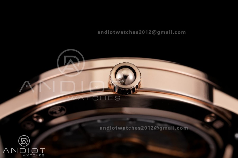 Rendez-Vous Night & Day RG APSF 1:1 Best Edition White Dial Diamonds Bezel on Brown Leather Strap SA898
