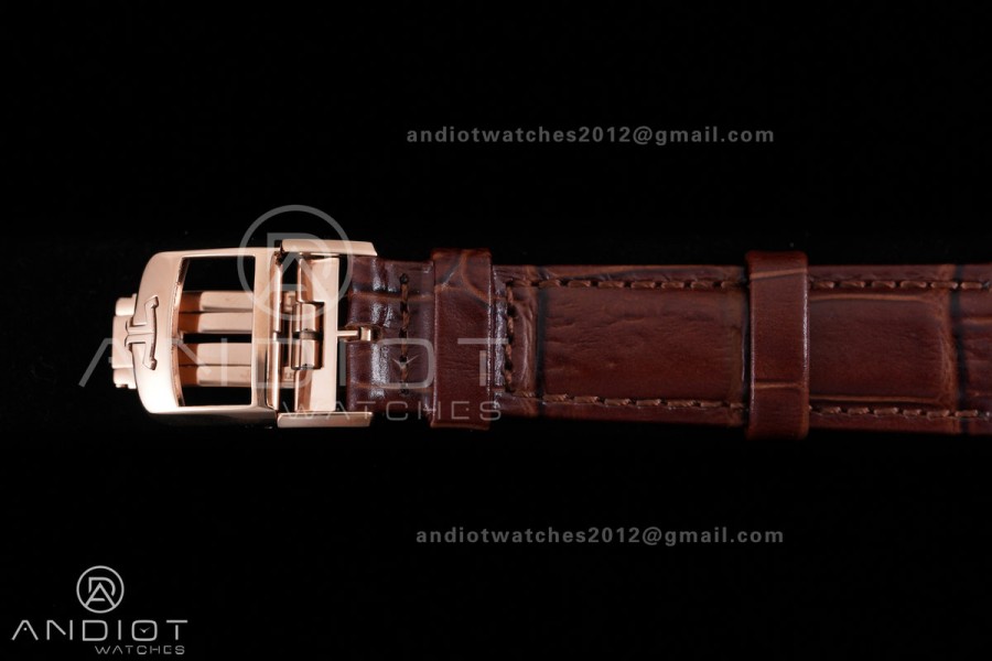 Rendez-Vous Night & Day RG APSF 1:1 Best Edition White Dial Diamonds Bezel on Brown Leather Strap SA898