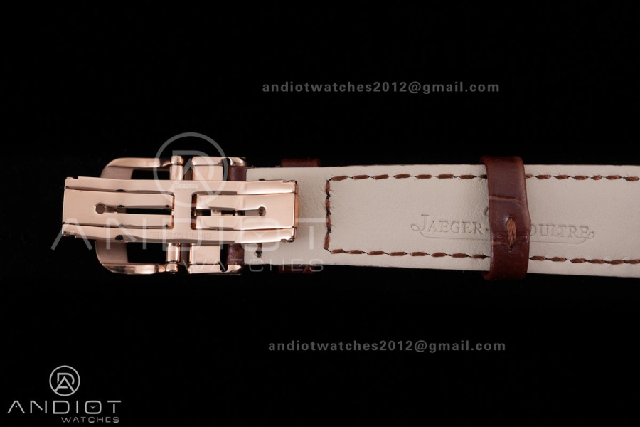 Rendez-Vous Night & Day RG APSF 1:1 Best Edition White Dial Diamonds Bezel on Brown Leather Strap SA898