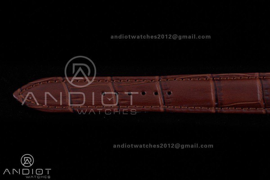 Rendez-Vous Night & Day RG APSF 1:1 Best Edition White Dial Diamonds Bezel on Brown Leather Strap SA898