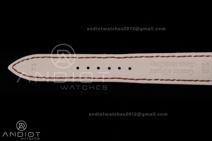 Rendez-Vous Night & Day RG APSF 1:1 Best Edition White Dial Diamonds Bezel on Brown Leather Strap SA898