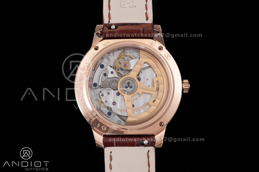 Rendez-Vous Night & Day RG APSF 1:1 Best Edition White Dial Diamonds Bezel on Brown Leather Strap SA898