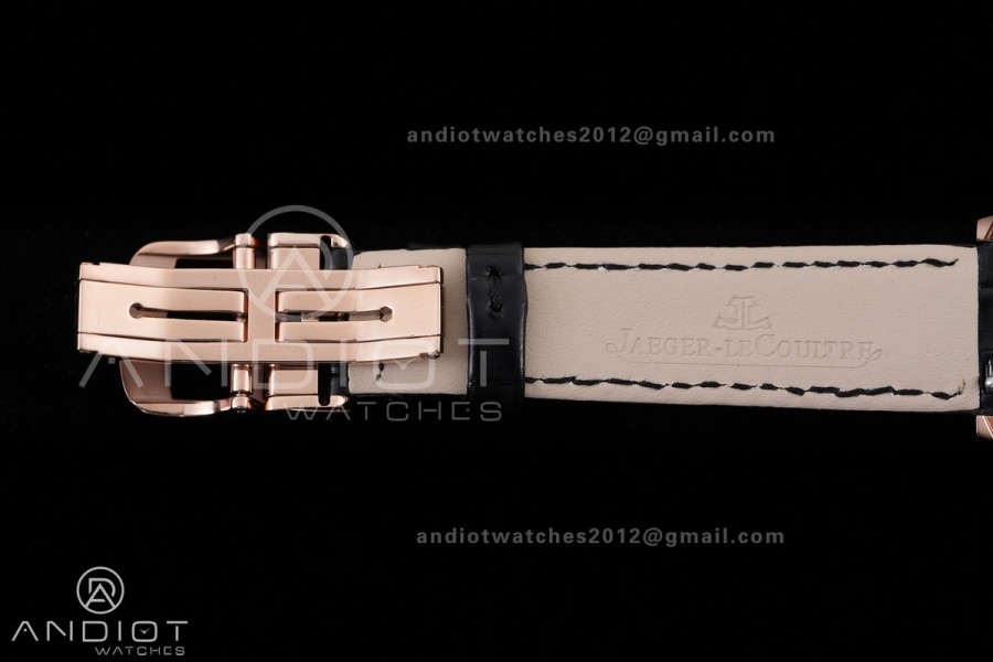 Rendez-Vous Night & Day RG APSF 1:1 Best Edition White Dial Diamonds Bezel on Black Leather Strap SA898