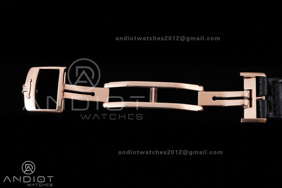 Rendez-Vous Night & Day RG APSF 1:1 Best Edition White Dial Diamonds Bezel on Black Leather Strap SA898