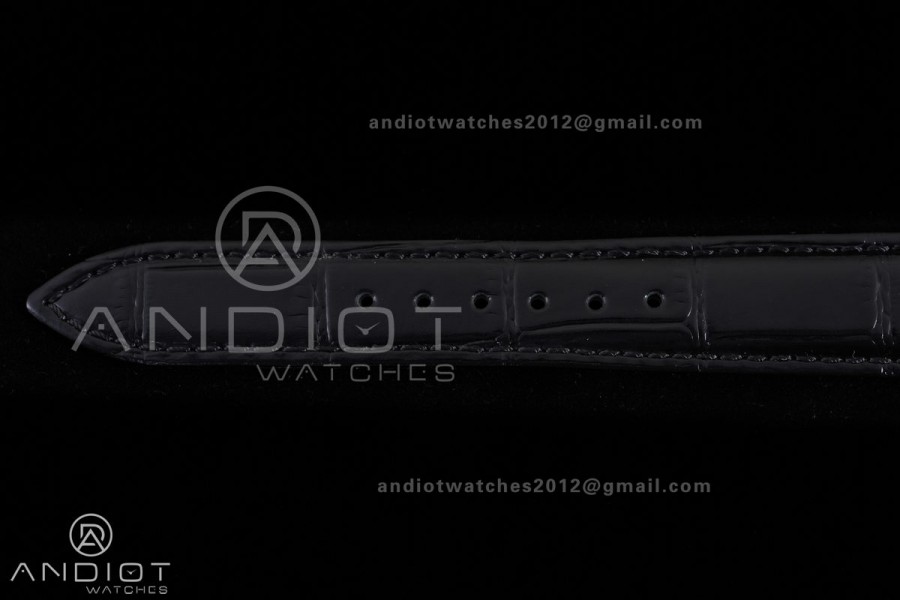 Rendez-Vous Night & Day RG APSF 1:1 Best Edition White Dial Diamonds Bezel on Black Leather Strap SA898